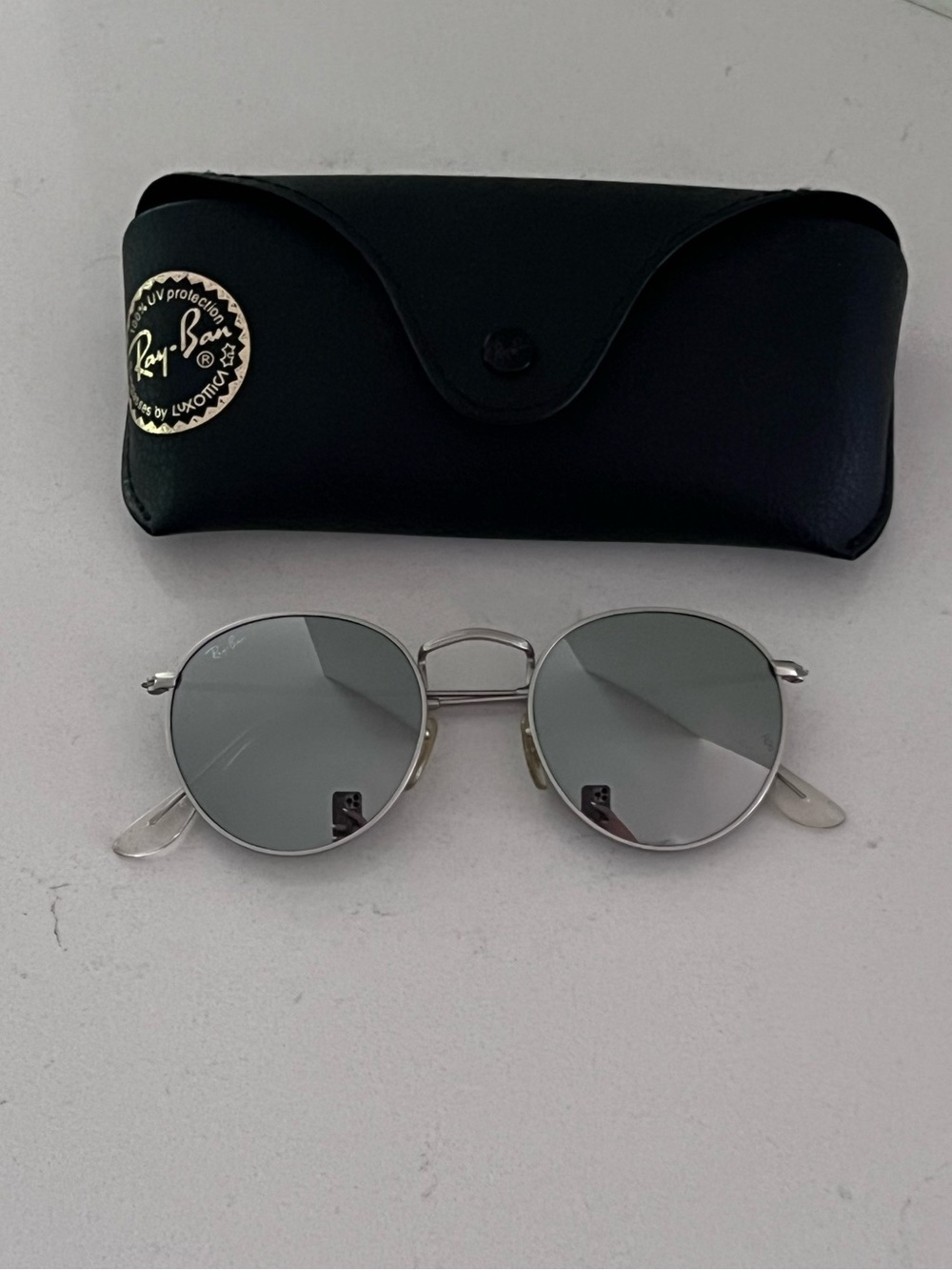 Ray-Ban Silver Frame Sunglasses with Black Case